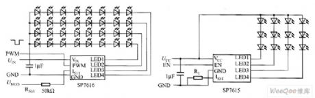 SP7616/SP7615 LED driver circuit diagram