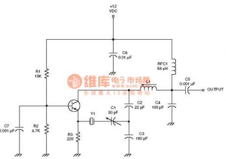 the Oscillator circuit of the radio frequency :Butler overtone crystal oscillator RF circuit