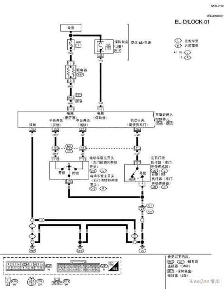 Teana A33-EL electric door lock circuit diagram 1