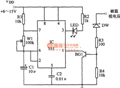 Over-voltage Instruction Circuit Composed of 555