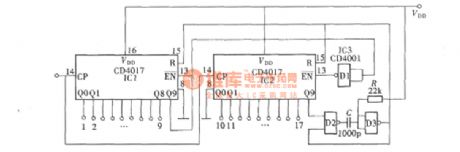 The 1~17 system counter composed of CD4017 (2)
