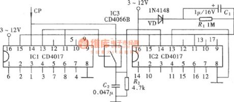 The 1~17 system counter composed of CD4017 (1)