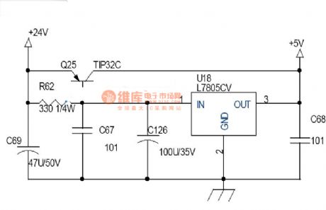 The classical power supply circuit (7805 expanded current)