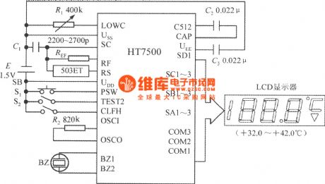 The digital thermometer circuit composed of highly precise micro medical digital clinical thermometer HT7500