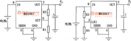 The application circuit of the MAX667 multi-functional linear integrated stabilizer (2)