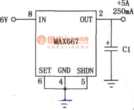 The application circuit of the MAX667 multi-functional linear integrated stabilizer (1)