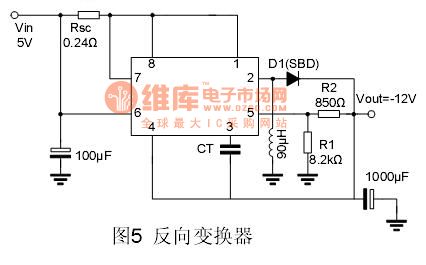 The backward converter of MC34063 application circuit