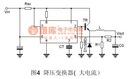 The step-down converter (large current) of MC34063 application circuit