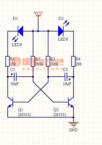 The LED flashing circuit