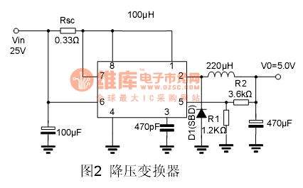 The step-down converter of MC34063 application circuit