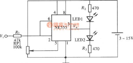 The glowing display logic pen composed of NE555 circuit