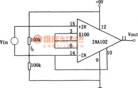 The single main power low consumption device amplifier composed of INA102
