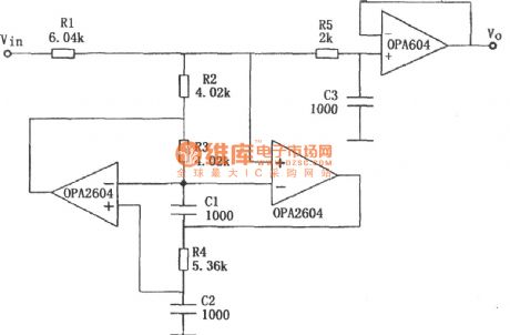 OPA2604 Constituted Third Order Low-pass Filter Circuit