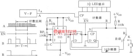 Voltage/Frequency Converter Counting Display Circuit Composed of 555