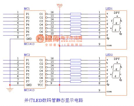 Parallel LED Nixie Tube Static Display Circuit