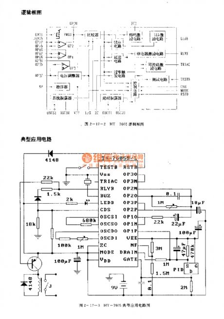 HT-7605 (alarm, lighting and industrial control) pyroelectric infrared receiver control circuit