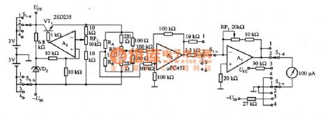 The application circuit diagram of thermal conductivity gas sensor with RTD