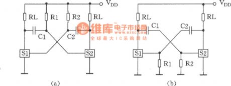 The oscillator formed by CC4066