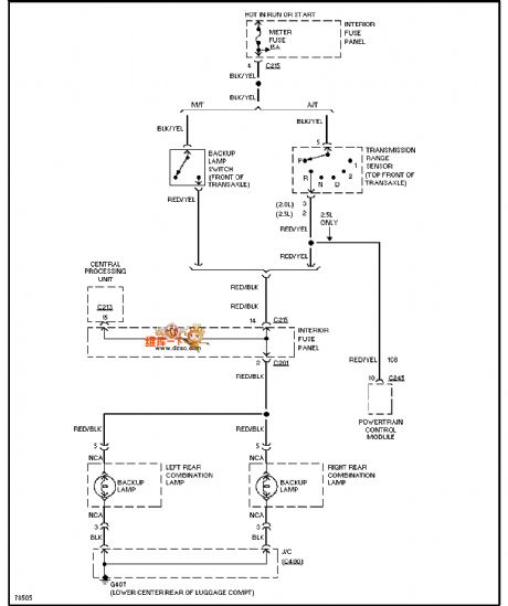 Mazda 96PROBE(2.5L) back up light circuit
