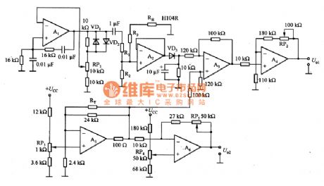 Humidity detection circuit diagram composed of H104R humidity sensor