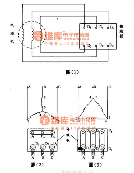 The 3-phase asynchronous motor connection circuit