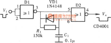 The impulse spreading circuit made by gatecircuits