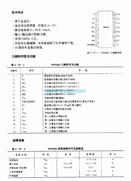 SNS9201 (household appliance, robot, medical equipment or alarm device) infrared sensor signal processing circuit