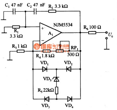 Sine Wave Oscillating Circuit Compsoed of MJM5534
