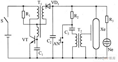 The typical high-voltage flashlight circuit