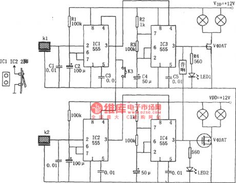 Lamp Circuit for Directional Signals of Automobiles Composed of 555