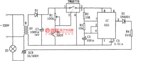 Light-operated Automatic Scintillating Road Signal Lamp Circuit Composed of 555