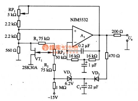 Sine Wave Oscillation Circuit with Stable Amplitude Composed of FET