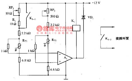 The solar energy water heater temperature control circuit composed of the thermistor