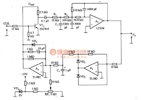 Sine wave output circuit composed of the TL082