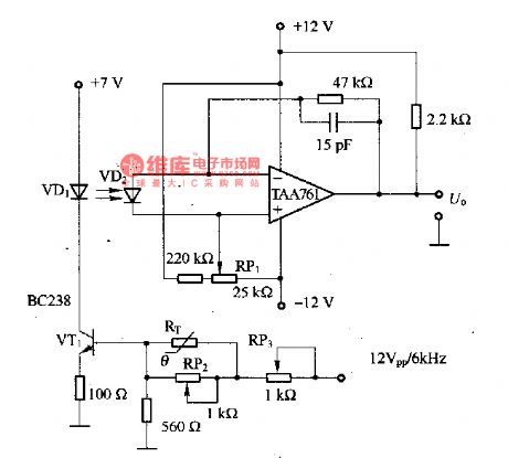Temperature compensation circuit with the thermistor