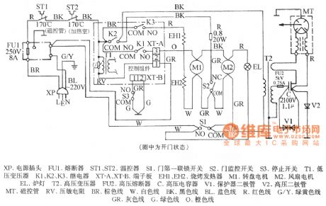 Shanghai Sharp R-750B Computer-Type Barbecue Microwave Oven Circuit
