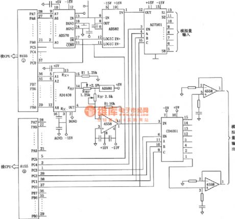 The micro-computer data collecting system circuit(AD7501, AD582 and AD1408)