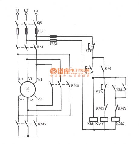 Manual contactor Y-△ buck starting circuit