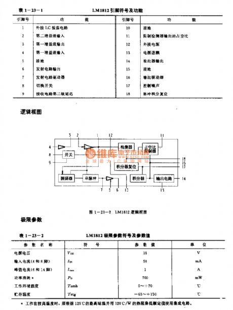LM1812 (industrial control, communication and alarm equipment) ultrasonic remote control transmitting or receiving circuit