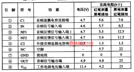 AN5743 audio preamplifier and power amplifier integrated circuit