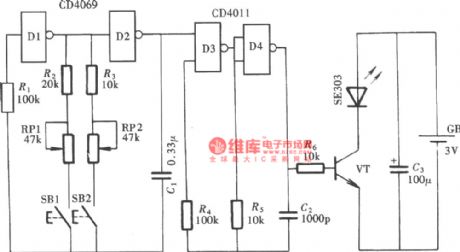Double-channel infrared remote control switch (LM567, CD4013)