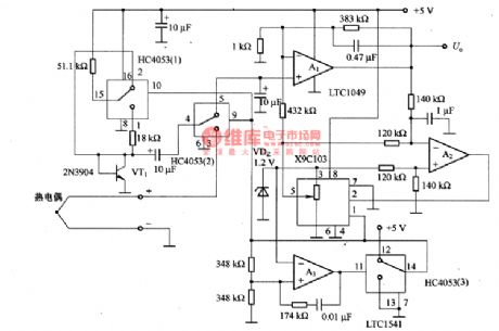 The application circuit of the N-type thermocouple