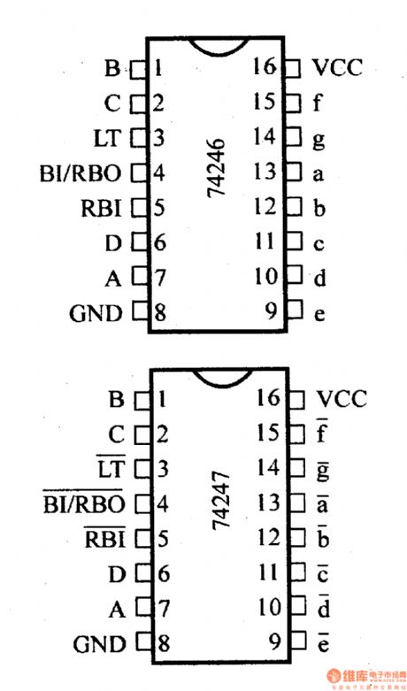 74 Series digital circuit of 74246,74247 BCD seven segment decoder / driver
