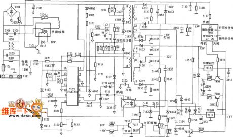 Color monitor switching power supply (TEAl504) circuit diagram