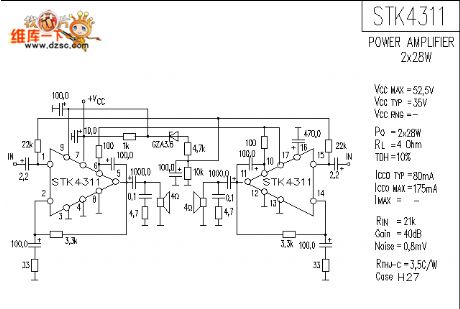 STK4311 Application circuit diagram
