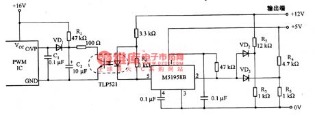 Overcurrent latch circuit composed of the M51958B