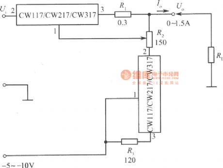 constant current source circuit with output current going from zero of CW117,CW217,CW317