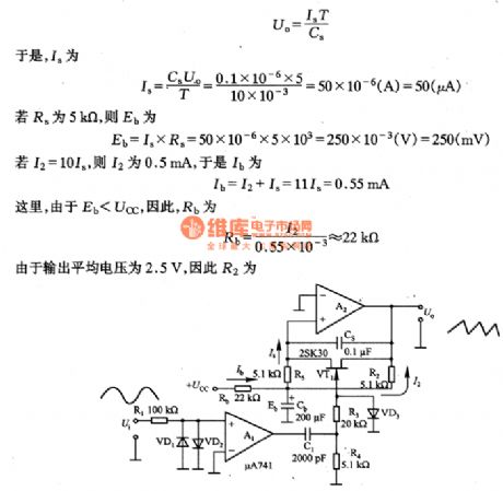 Constant amplitude sawtooth wave generating circuit composed of the μA741
