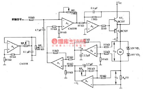 Electromotor constant speed control circuit composed of the CA0358