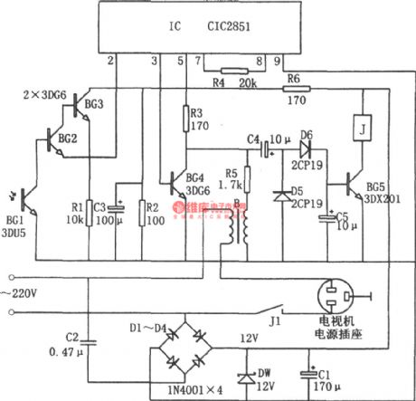 TV power saving remote control shutdown circuit (CIC2851)